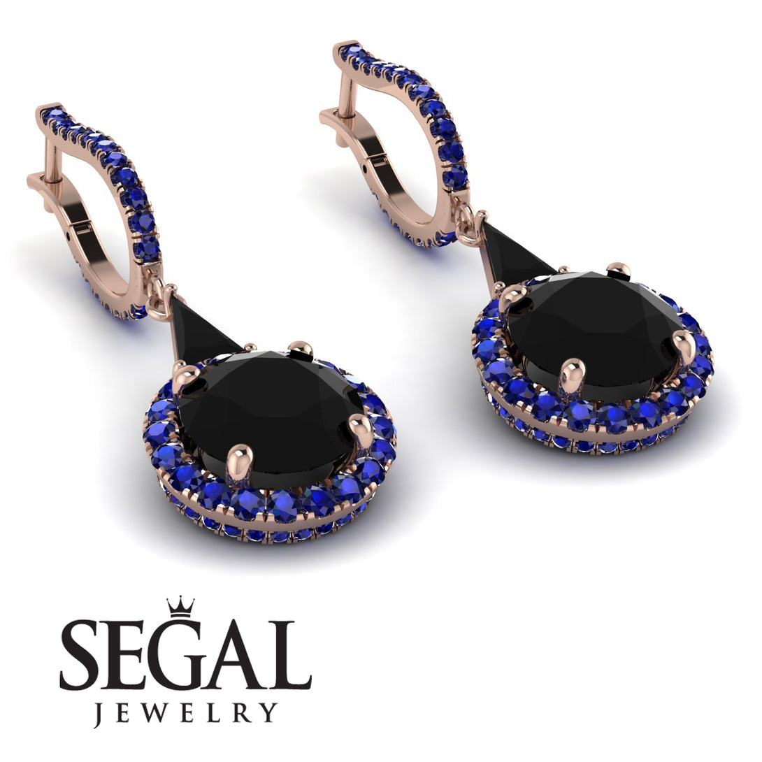 Hidden Halo Black Diamond Earrings - Joanna No. 68
