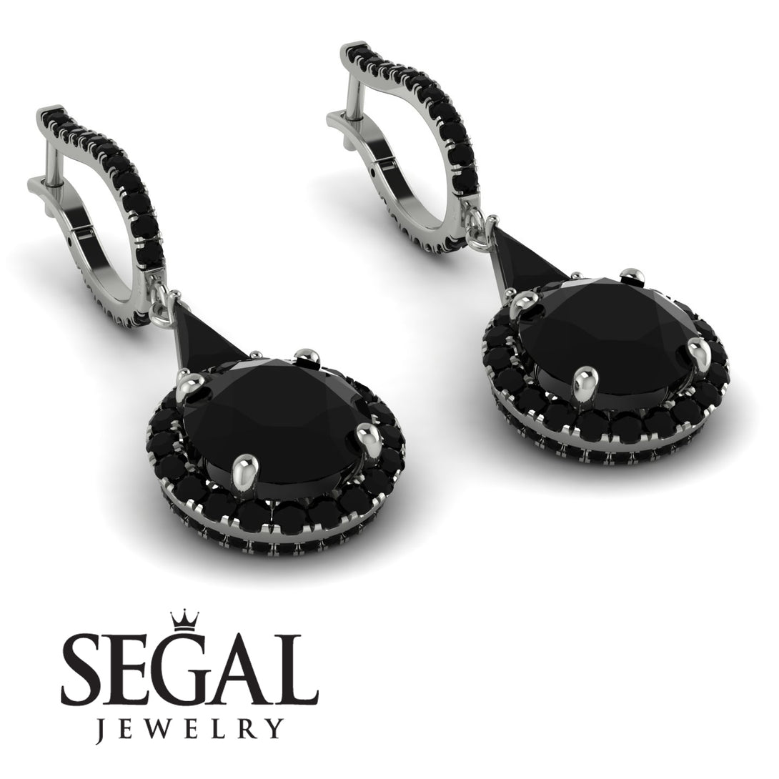 Hidden Halo Black Diamond Earrings - Joanna No. 39