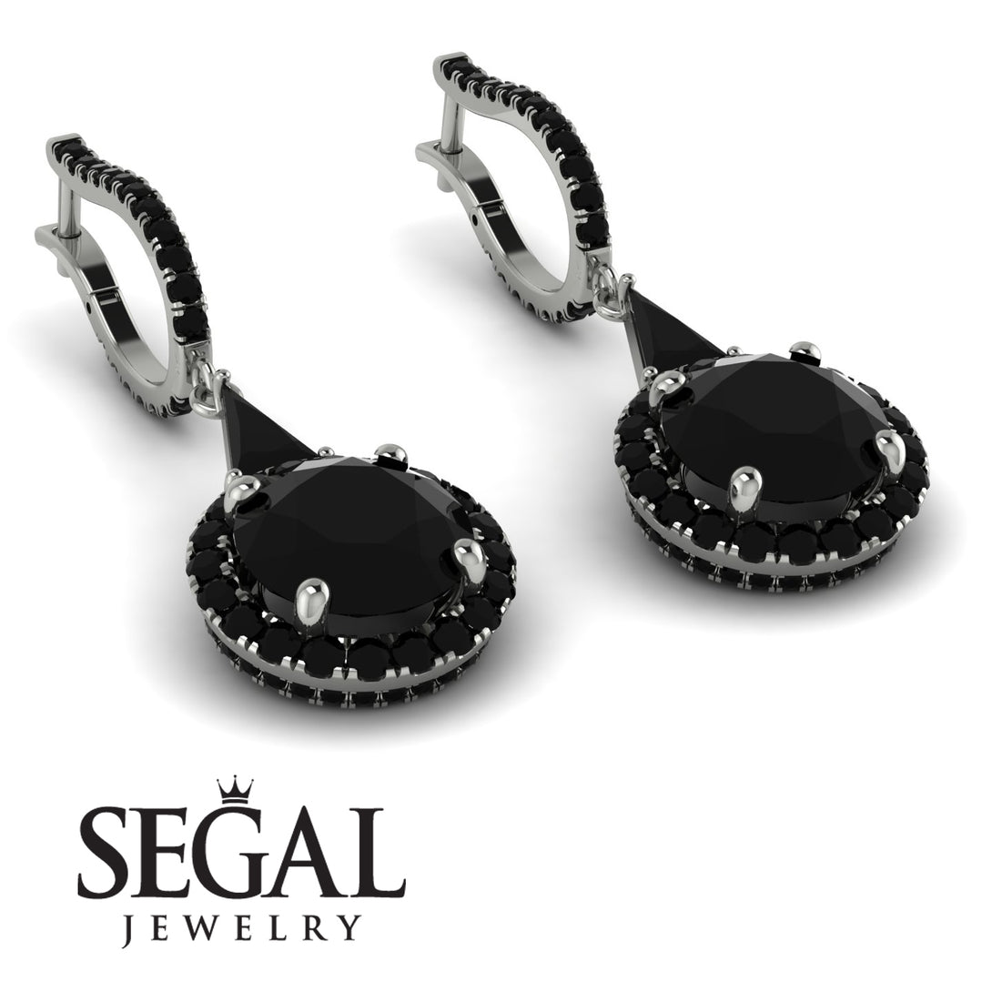 Hidden Halo Black Diamond Earrings - Joanna No. 39