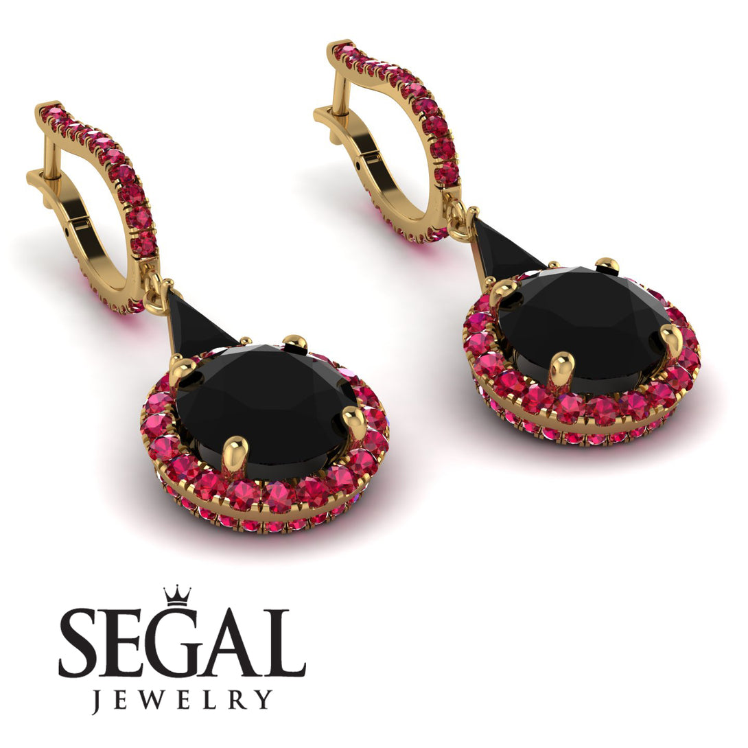 Hidden Halo Black Diamond Earrings - Joanna No. 52