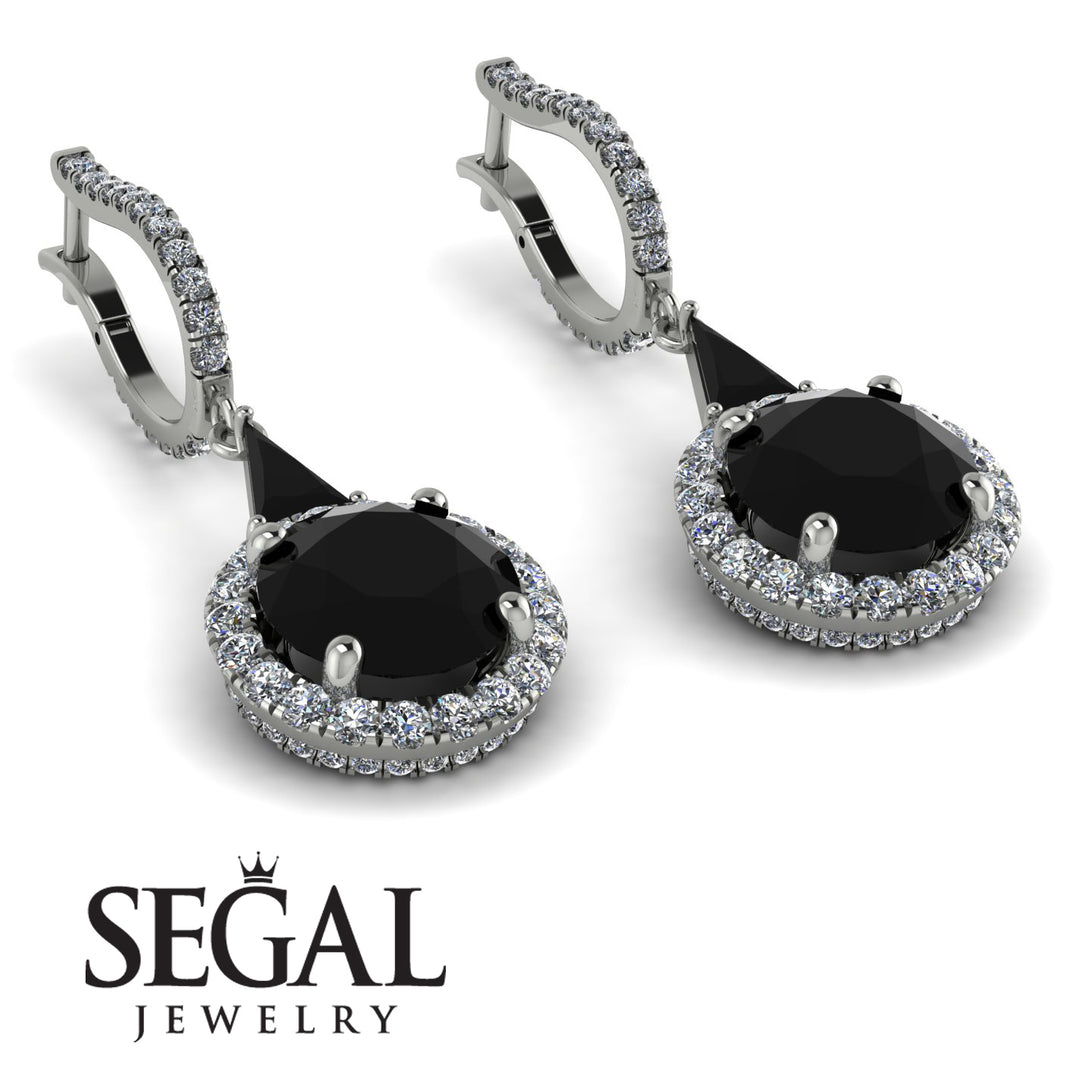 Hidden Halo Black Diamond Earrings - Joanna No. 9