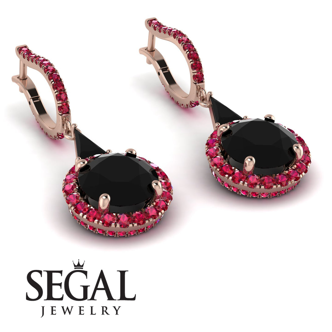 Hidden Halo Black Diamond Earrings - Joanna No. 53
