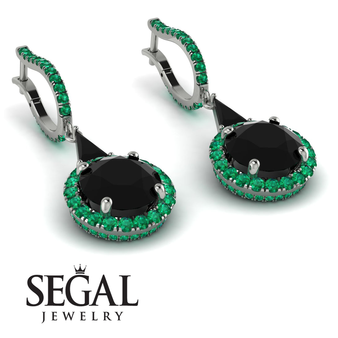 Hidden Halo Black Diamond Earrings - Joanna No. 24