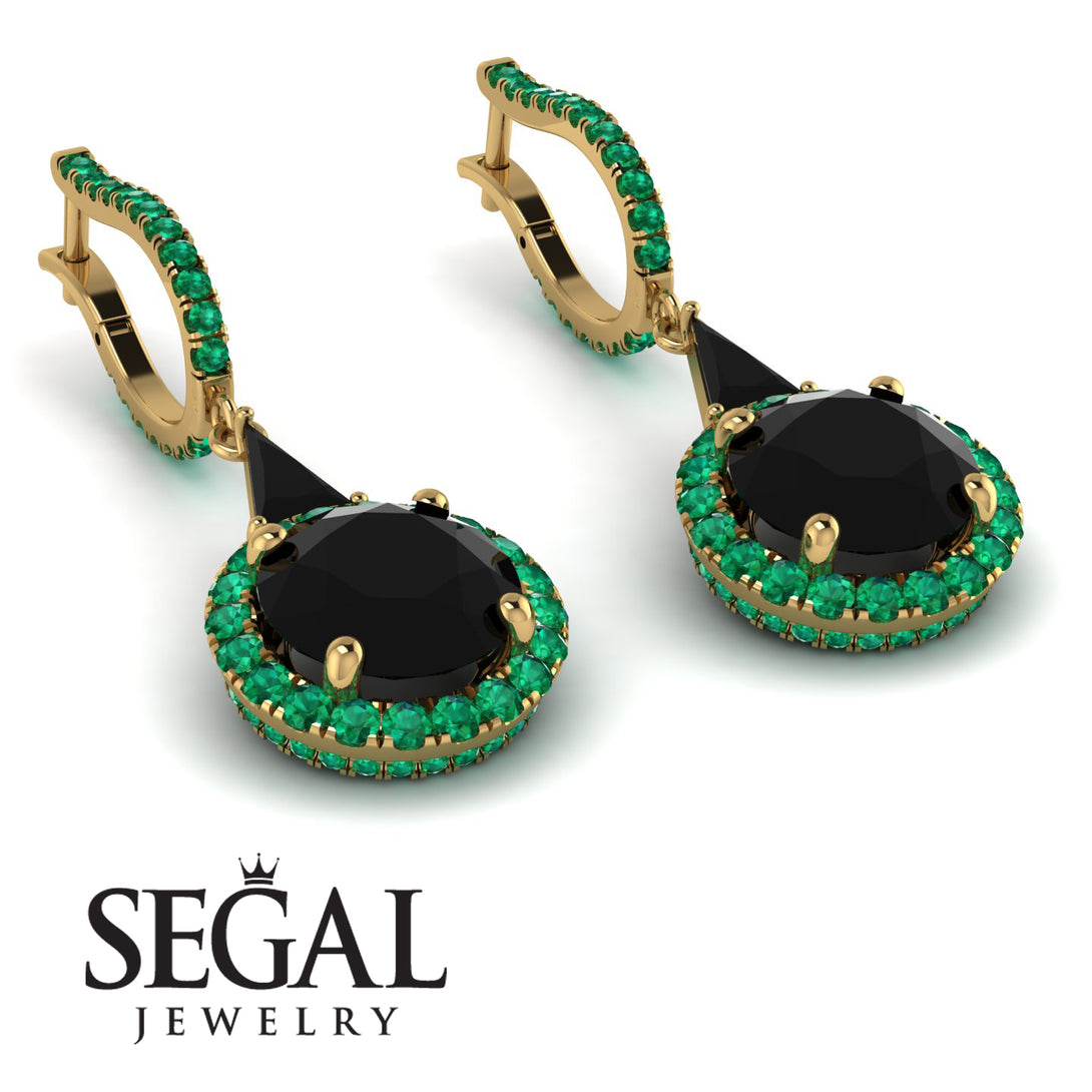 Hidden Halo Black Diamond Earrings - Joanna No. 22