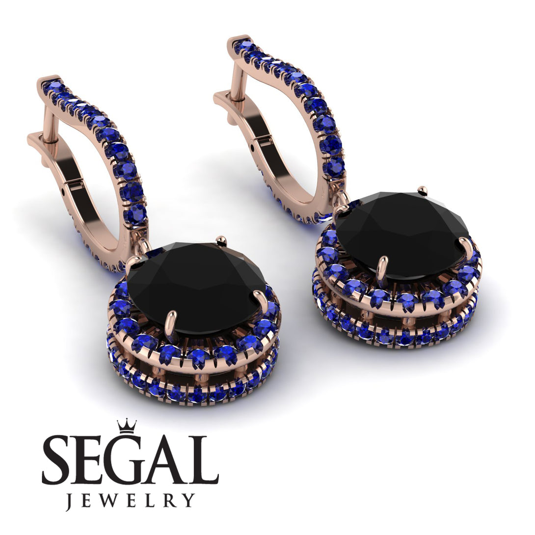 Hidden Halo Black Diamond Hoop Earrings - Catalina No. 68
