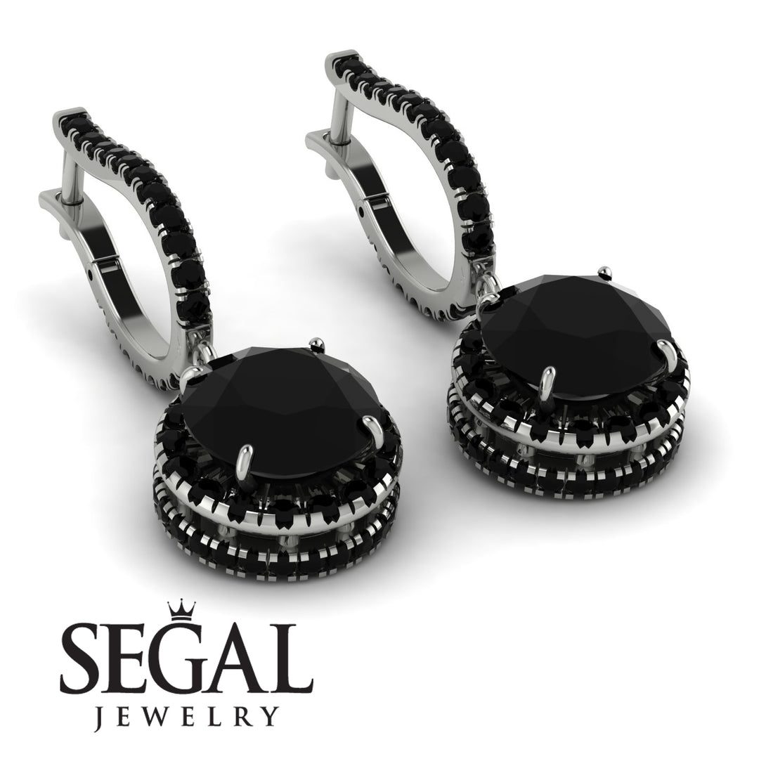 Hidden Halo Black Diamond Hoop Earrings - Catalina No. 39
