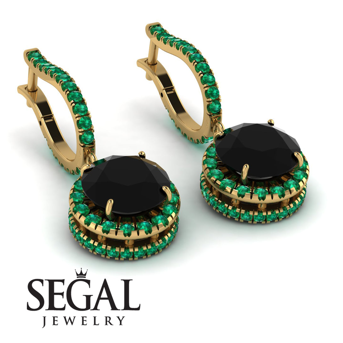 Hidden Halo Black Diamond Hoop Earrings - Catalina No. 22