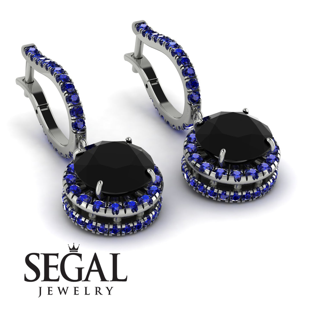 Hidden Halo Black Diamond Hoop Earrings - Catalina No. 69