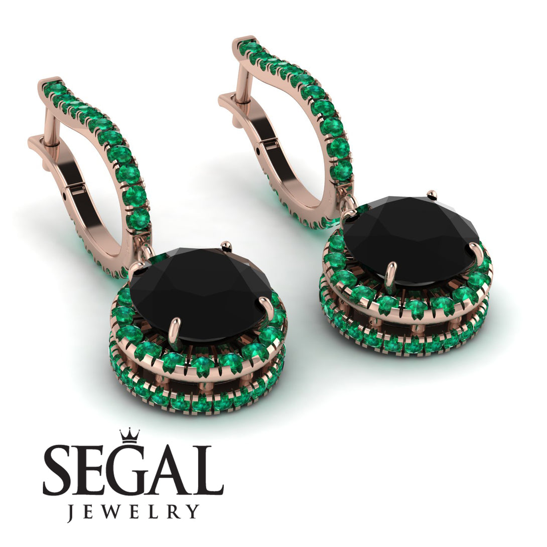 Hidden Halo Black Diamond Hoop Earrings - Catalina No. 23