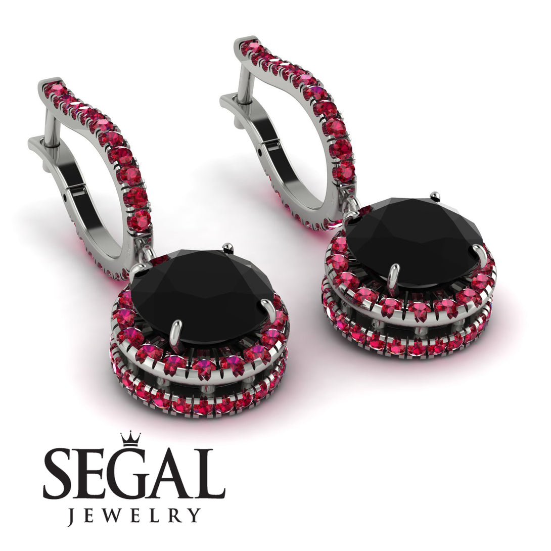 Hidden Halo Black Diamond Hoop Earrings - Catalina No. 54