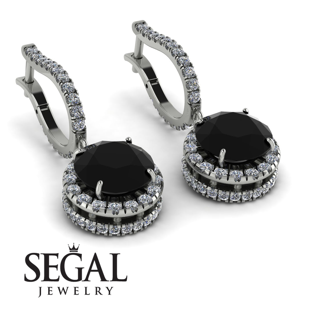 Hidden Halo Black Diamond Hoop Earrings - Catalina No. 9