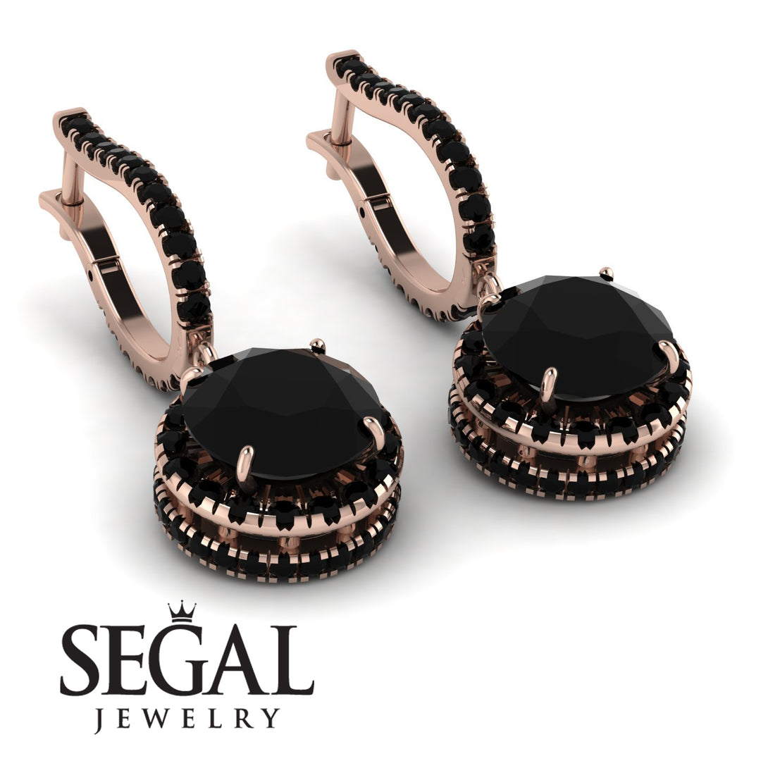 Hidden Halo Black Diamond Hoop Earrings - Catalina No. 38