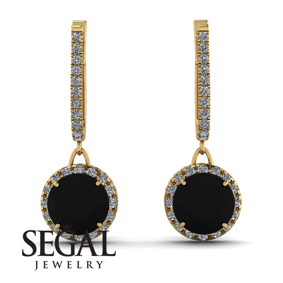 Hidden Halo Black Diamond Hoop Earrings - Catalina No. 7