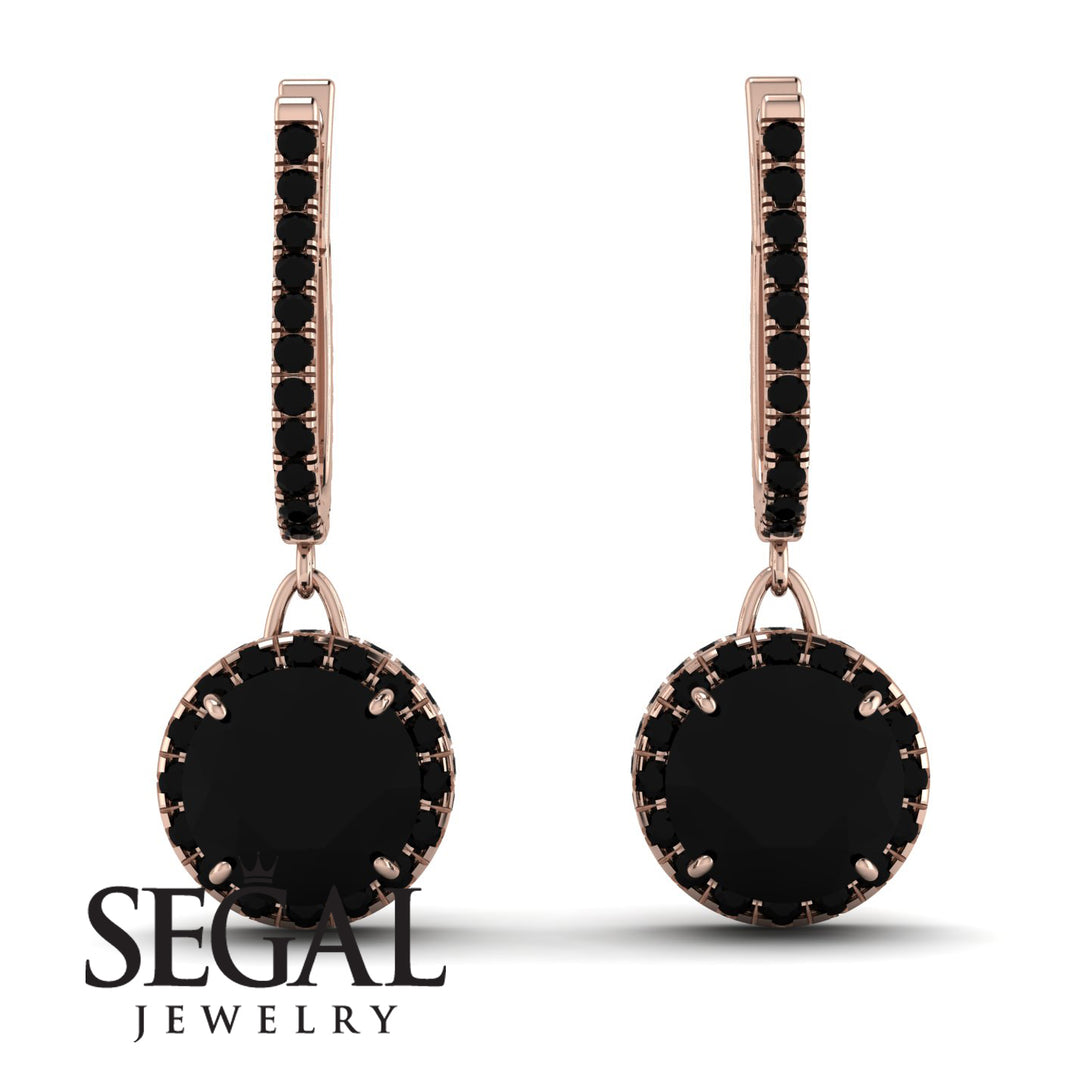Hidden Halo Black Diamond Hoop Earrings - Catalina No. 38