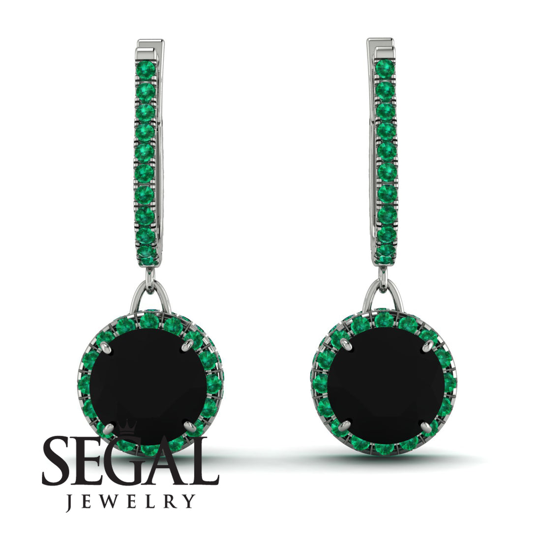 Hidden Halo Black Diamond Hoop Earrings - Catalina No. 24