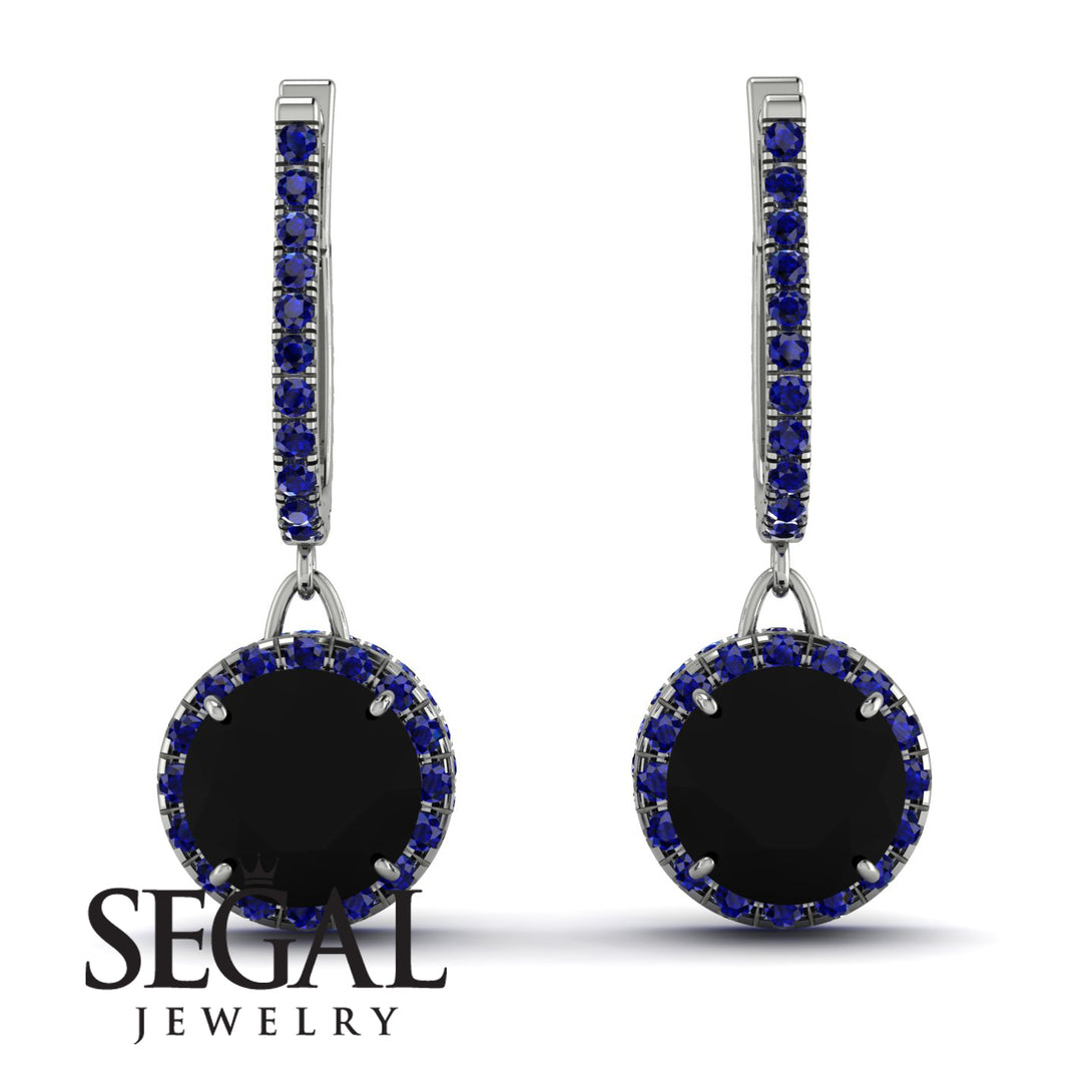 Hidden Halo Black Diamond Hoop Earrings - Catalina No. 69