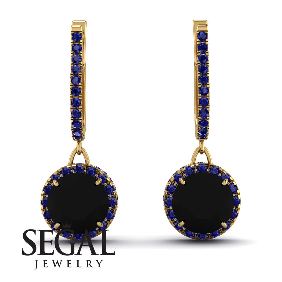 Hidden Halo Black Diamond Hoop Earrings - Catalina No. 67