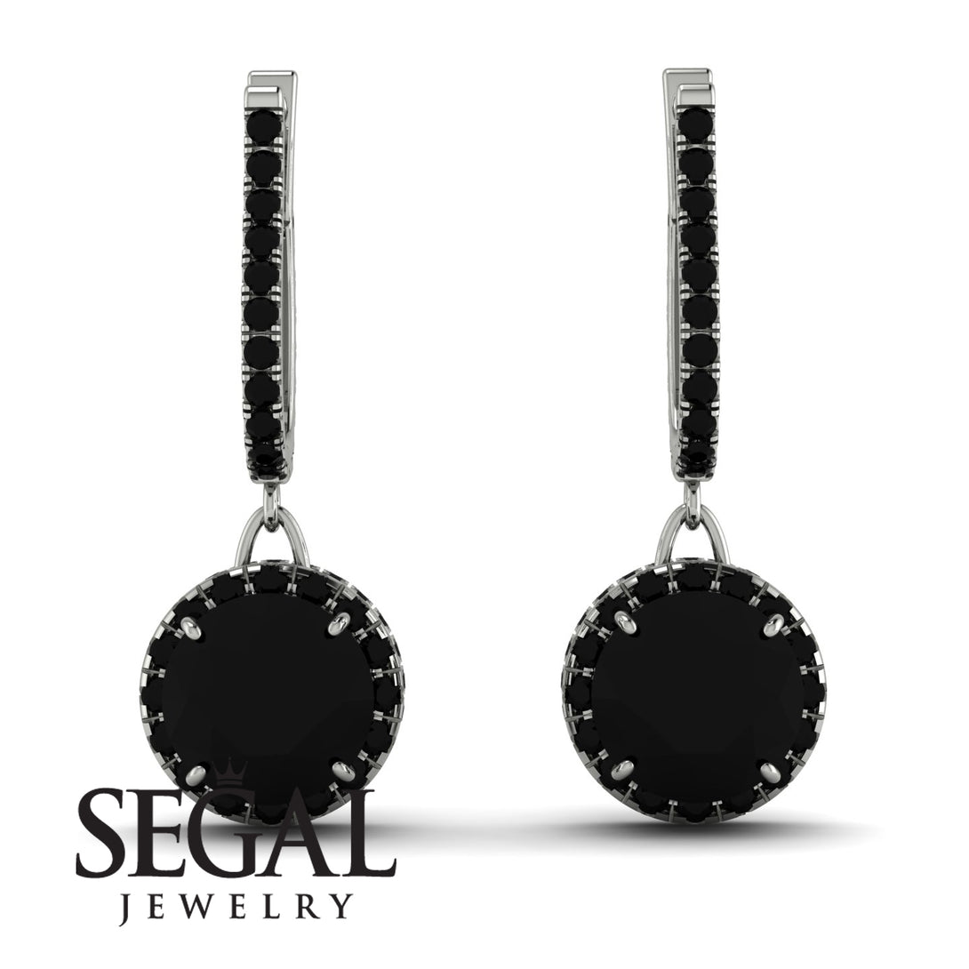 Hidden Halo Black Diamond Hoop Earrings - Catalina No. 39
