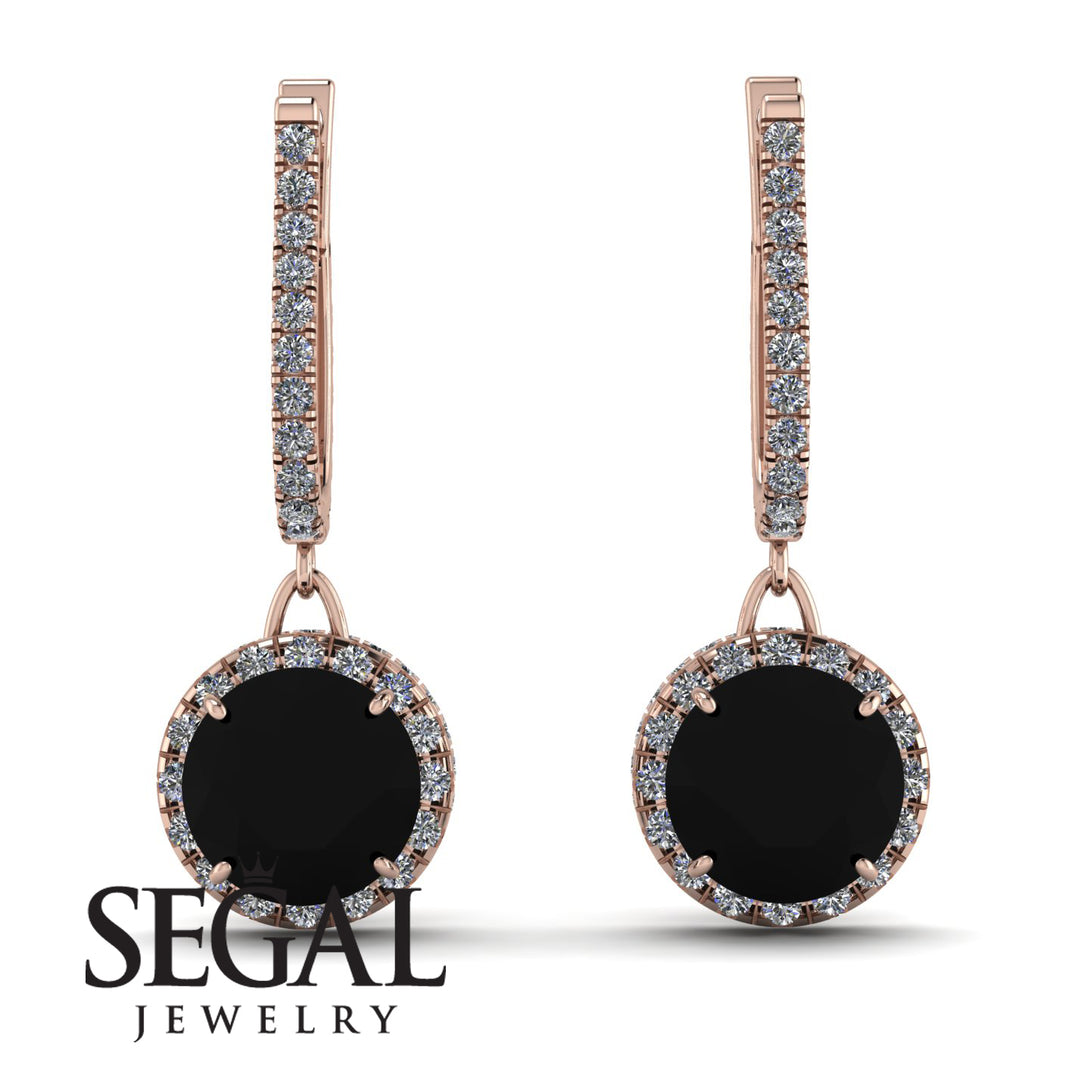 Hidden Halo Black Diamond Hoop Earrings - Catalina No. 8