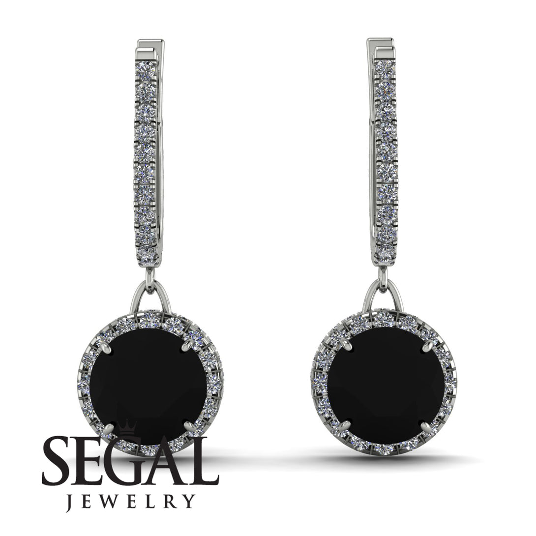 Hidden Halo Black Diamond Hoop Earrings - Catalina No. 9