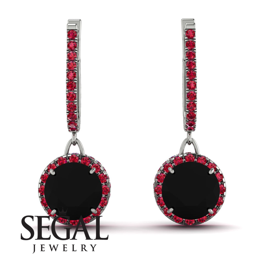 Hidden Halo Black Diamond Hoop Earrings - Catalina No. 54