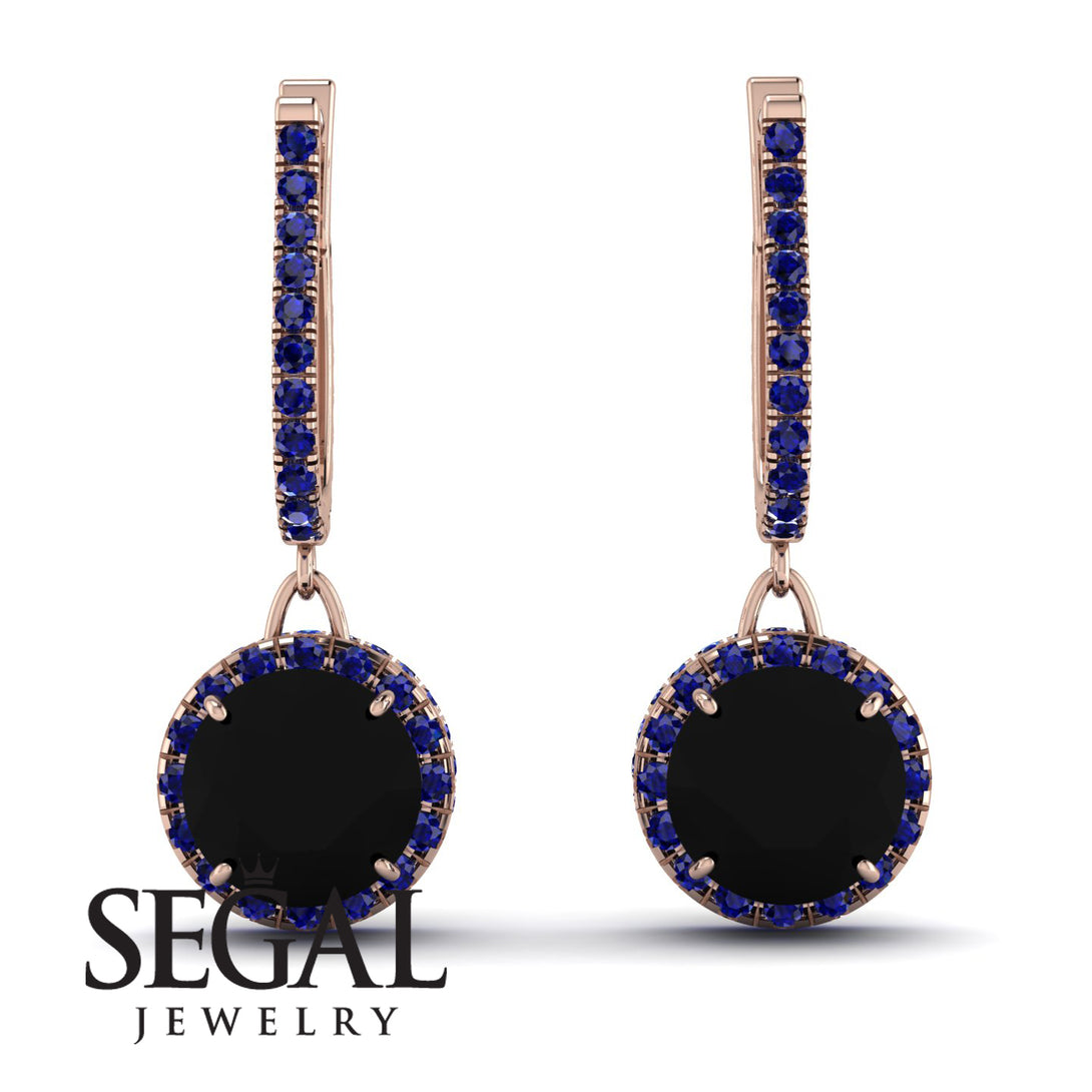 Hidden Halo Black Diamond Hoop Earrings - Catalina No. 68