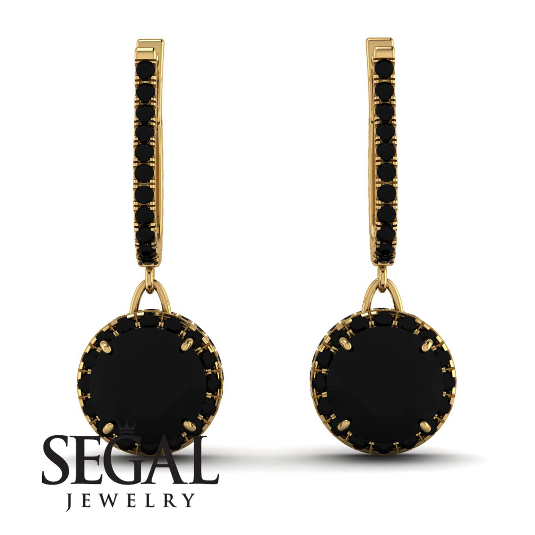 Hidden Halo Black Diamond Hoop Earrings - Catalina No. 37