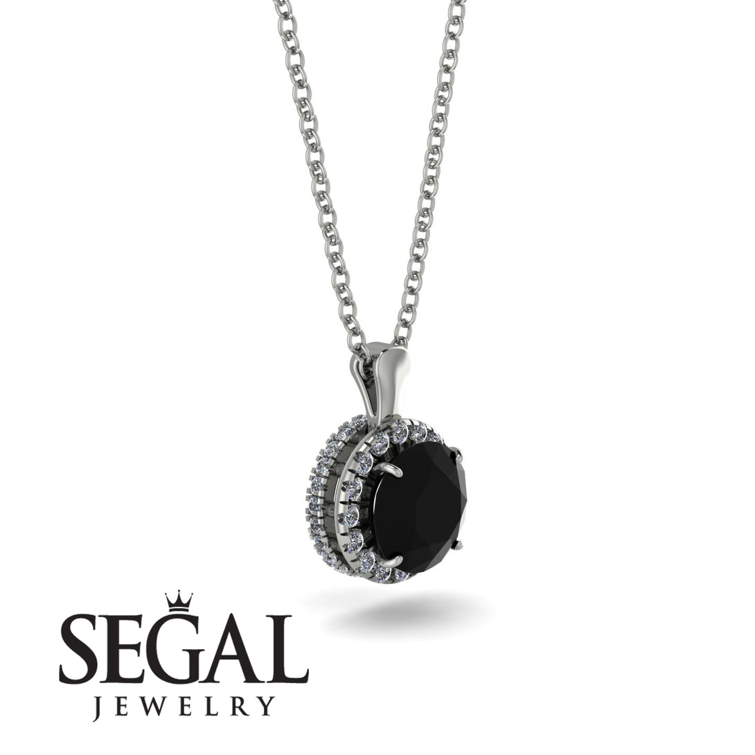Hidden Halo Black Diamond Necklace - Catalina No. 9
