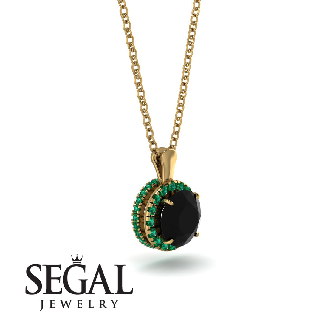 Hidden Halo Black Diamond Necklace - Catalina No. 22