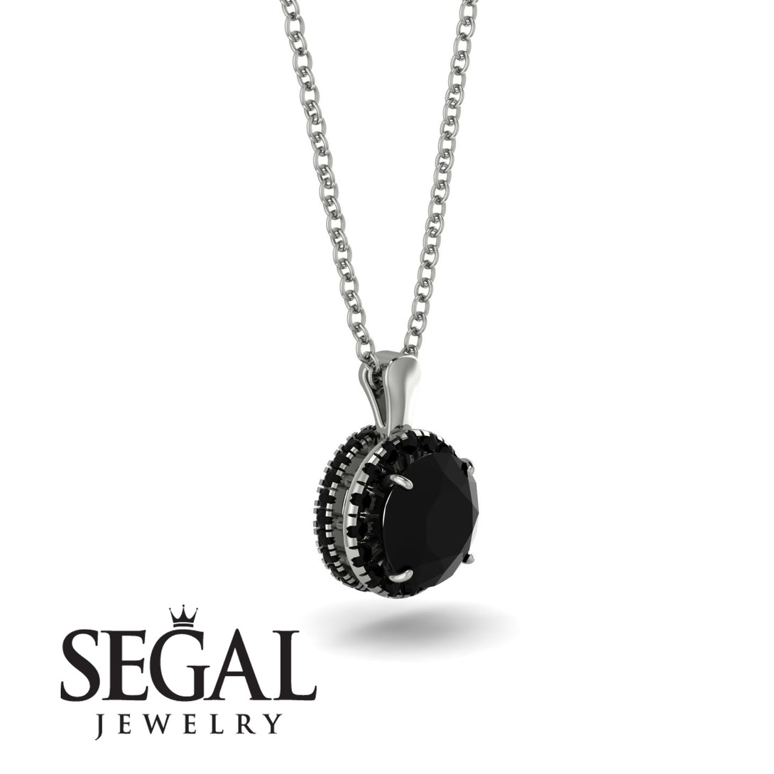 Hidden Halo Black Diamond Necklace - Catalina No. 39