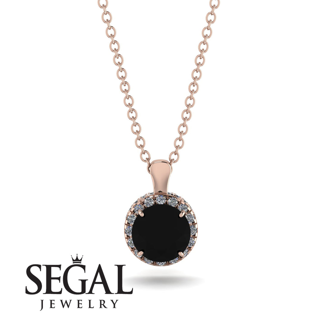 Hidden Halo Black Diamond Necklace - Catalina No. 8