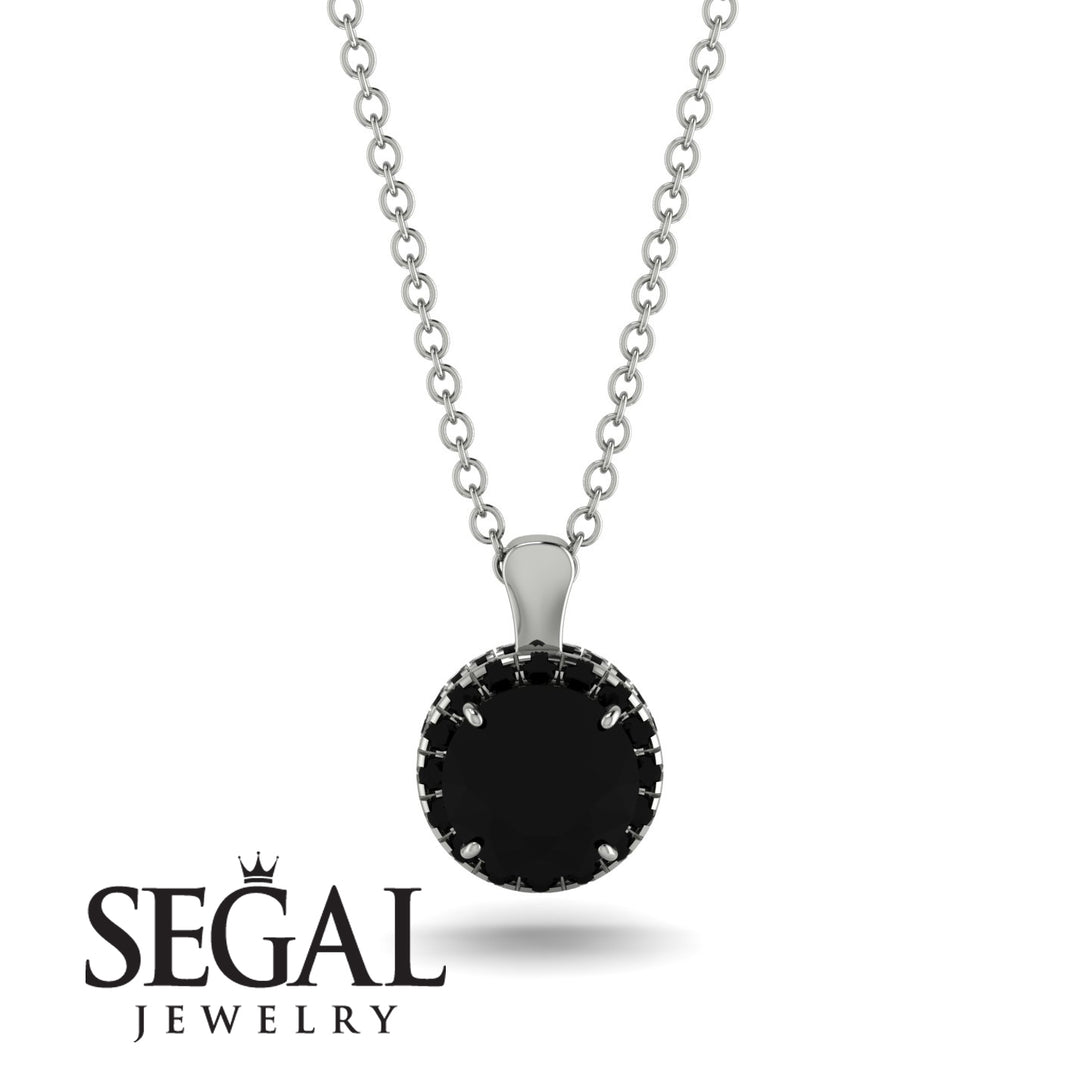 Hidden Halo Black Diamond Necklace - Catalina No. 39