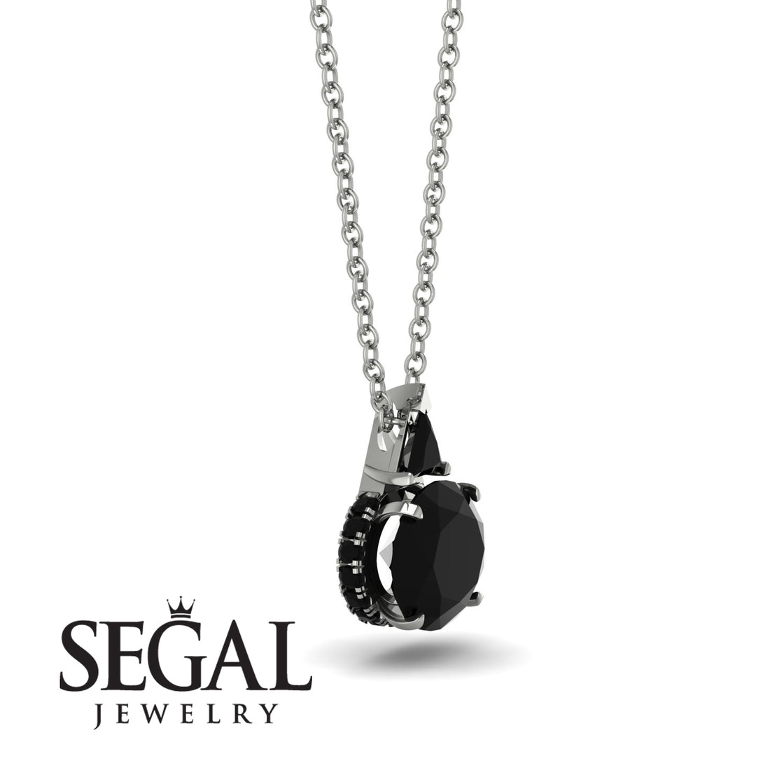 Hidden Halo Black Diamond Necklace - Rosalie No. 39