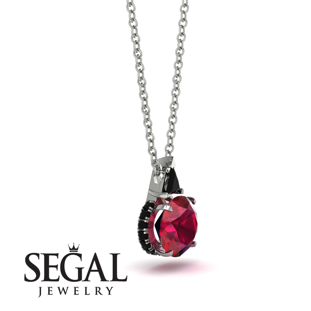 Hidden Halo Ruby Necklace - Rosalie No. 42