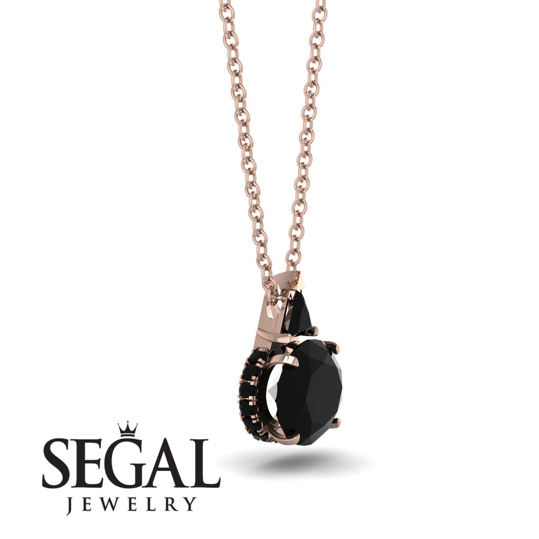 Hidden Halo Black Diamond Necklace - Rosalie No. 38