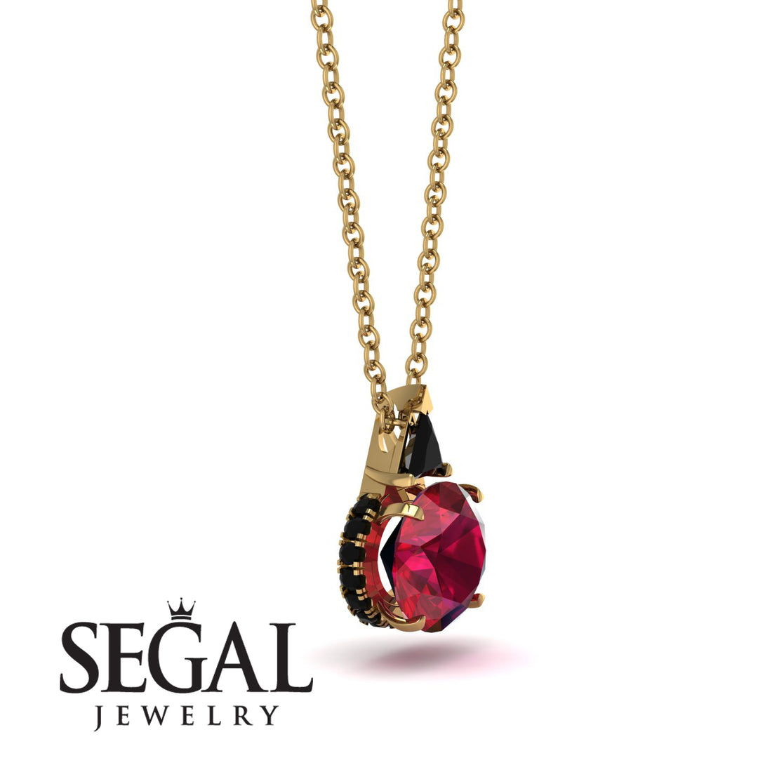 Hidden Halo Ruby Necklace - Rosalie No. 40