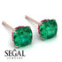 Hidden Halo Cushion Emerald Earrings - Alivia No. 50