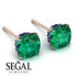 Hidden Halo Cushion Emerald Earrings - Alivia No. 65