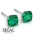 Hidden Halo Cushion Emerald Earrings - Alivia No. 6