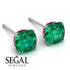 Hidden Halo Cushion Emerald Earrings - Alivia No. 51