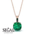 Hidden Halo Cushion Emerald Necklace - Alivia No. 65 image 2