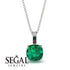Hidden Halo Cushion Emerald Necklace - Alivia No. 51 image 2