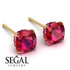 Hidden Halo Cushion Ruby Earrings - Alivia No. 55