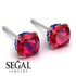 Hidden Halo Cushion Ruby Earrings - Alivia No. 72