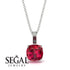 Hidden Halo Cushion Ruby Necklace - Alivia No. 12