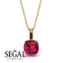 Hidden Halo Cushion Ruby Necklace - Alivia No. 70