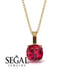 Hidden Halo Cushion Ruby Necklace - Alivia No. 25