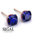 Hidden Halo Cushion Sapphire Earrings - Alivia No. 59