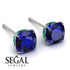 Hidden Halo Cushion Sapphire Earrings - Alivia No. 30
