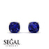 Hidden Halo Cushion Sapphire Earrings - Alivia No. 13